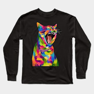 Cat Pop Art Illustration Long Sleeve T-Shirt